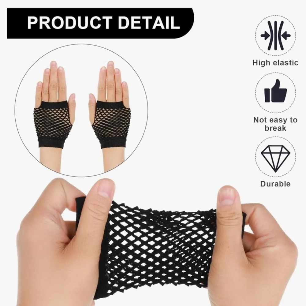 Brand New Black Fishnet Glovelettes – Perfect for Game Day or 80’s Costume!